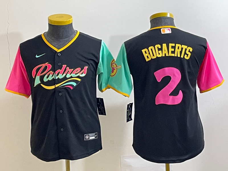 Youth San Diego Padres #2 Xander Bogaerts 2022 Black City Connect Stitched Baseball Jersey Youth San Diego Padres #2 Xander Bogaerts 2022 Black City Connect Stitched Baseball Jersey